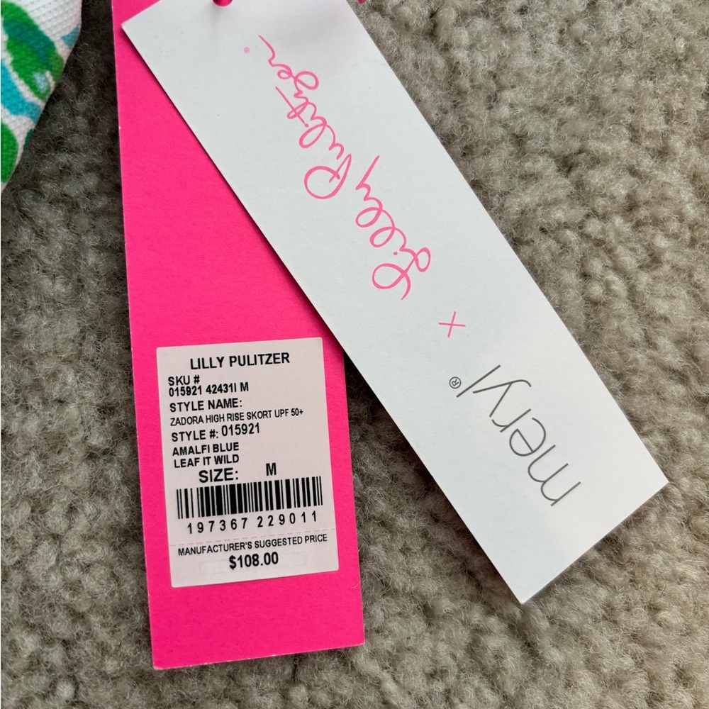 NWT Lilly Pulitzer Luxletic Zadora High Rise Skort M Amalfi Blue Leaf It Wild - Picture 2 of 7